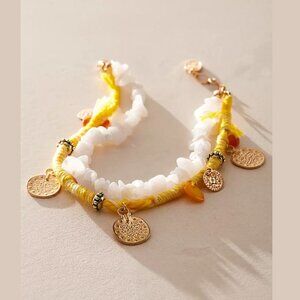 Free People Ariana Ost Anklet Layered Seashells Beach Summer Boho Hippie Y2K